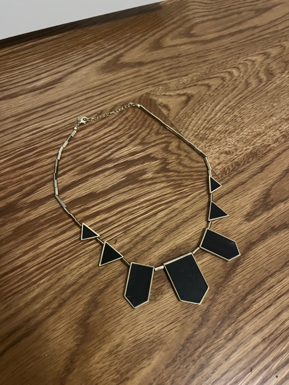 Nordstrom Gold-Tone Necklace with Black Geometric Pendants